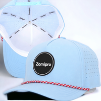 Nouvelle Casquette de Golf Sportive en Polyester Imperméable à 5 Panneaux avec Logo Personnalisé en PVC, Casquette de Baseball Perforée Découpée au Laser, Casquette de Papa avec Cordon