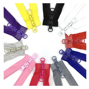2023 Hot Fashion 5# Colorful Double Slider Plastic Zipper Autolock Slider Heavy Duty Zipper Good Zipper Tape