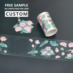 Die Cut Pet Washi Tape dengan Logo Custom tema transparan Die-Cut Pet Tape stiker untuk jurnal