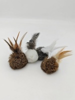 Tête de remplacement en vraie fourrure de lapin pour jouet pour chat poulpe, tentacule en plumes et peluche, pièces de rechange pour baguette de chat, pour chats et chatons