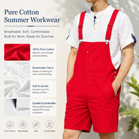 Salopette Courte à Bretelles Réglables Multi-Poches en Tissu Tissé Durable Uniforme de Travail d'Été pour le Personnel Broderie Personnalisée Logo Imprimé