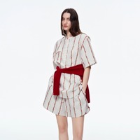 Ensemble pyjama pour femmes en coton 100% à manches courtes et shorts, imprimé floral rayé, coupe slim, col rond, pyjama d'été
