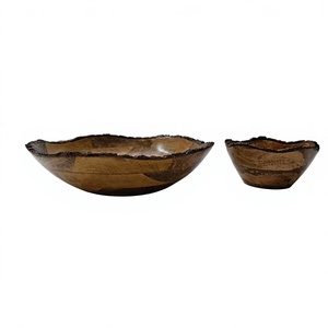 Cuencos de madera de acacia duraderos para el hogar, con estampados esmaltados y tejidos, ecológicos, para ensalada, 2026, vajilla decorativa - Product Image 1