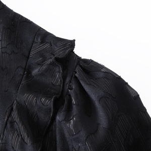 Abiti firmati personalizzati tessuto di seta nero Y2K in camicia vita con maniche a collo alto a pieghe abito <span class=keywords><strong>da</strong></span> <span class=keywords><strong>sera</strong></span> donna elegante <span class=keywords><strong>Sexy</strong></span> - Product Image 4