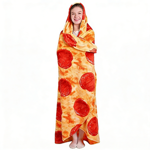 Manta de Franela Personalizada al por Mayor, 100% Poliéster, Súper Suave, Tejida, con Diseño de Burrito, Tortilla y <span class=keywords><strong>Pizza</strong></span>, Impresión a Doble Cara - Product Image 4