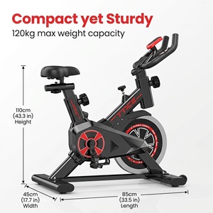 Bicicleta de Ejercicio Silenciosa <span class=keywords><strong>con</strong></span> Transmisión por Correa, Monitor de Ritmo Cardíaco, Pantalla LCD, Soporte para iPad, Capacidad de 120 kg, Bicicleta de <span class=keywords><strong>Spinning</strong></span> para Uso Doméstico - Product Image 5