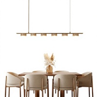 Lustre Minimaliste en Travertin pour Salle à Manger, Style Wabi-Sabi, Pierre Jaune, Suspension LED Rectangulaire, Luminaire Central pour Îlot de Cuisine, Restaurant