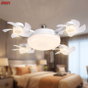 Ventilateur de <span class=keywords><strong>plafond</strong></span> LED silencieux avec lumière, douille E27, sans câblage, lampe-ventilateur pour chambre à coucher, <span class=keywords><strong>salon</strong></span>, <span class=keywords><strong>cuisine</strong></span>, bureau, garage, utilisation en intérieur - Product Image 1