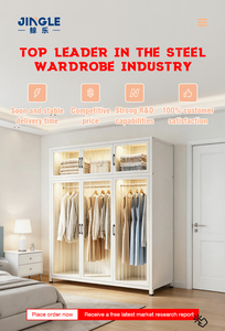 Armoire en acier personnalisée <span class=keywords><strong>avec</strong></span> 6 portes battantes en polycarbonate incassable, placard de rangement pour chambre à coucher <span class=keywords><strong>avec</strong></span> tringle de suspension et étagères - Product Image 6