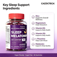 OEM ODM Mélatonine 10mg Comprimés, Gommes à la Mélatonine 50mg, Complément de Sommeil 60 Gommes, Zinc, Magnésium, Vitamine D3, L-Théanine Inclus