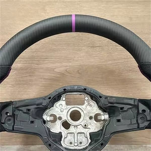 Volante de cuero de fibra de carbono personalizado apto para Volkswagen VW <span class=keywords><strong>Golf</strong></span> R Jetta Tiguan <span class=keywords><strong>MK2</strong></span> Passat B8 MK5 MK6 MK7 características deportivas - Product Image 5