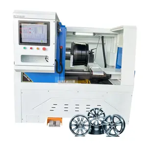 Máquina de retoque de roda horizontal, máquina de torno CNC para reparo de aro de liga, corte de diamantes