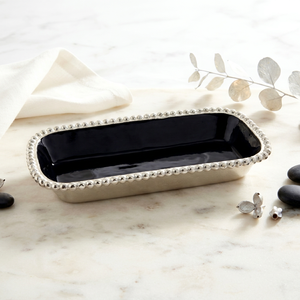 Bol à fruits et plateau décoratifs élégants en aluminium métallique de forme carrée bicolore, modernes, pour la vaisselle de mariage, décoration de table élégante - Product Image 1