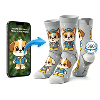 Chaussettes personnalisées OEM avec impression intégrale 360°, chaussettes à motif photo personnalisé, chaussettes résistantes, respirantes et à séchage rapide