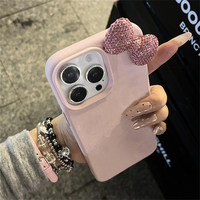 Étui de téléphone de luxe en cuir à motif litchi avec nœud en strass, antichoc, pour iPhone 16 15 14 13 12 11 17 Pro Max Air XS Plus, étui souple