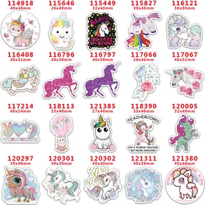 50pcs cartoon unicorn planar resin flatback birthday print hair bow center pr114918