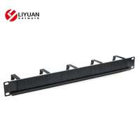 LIYUAN LY-CM-19-A Panel de gestión de cables de red metálico de 19 pulgadas 1U con cepillo, 5 alturas (65/75/95MM), accesorios de cableado negros