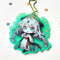 Offre Spéciale acrylique breloque couleur verte acrylique porte-clés personnalisé Anime fille personnage simple face en plastique porte-clés pour sac