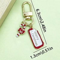 Porte-clés créatif en alliage de zinc, style dessin animé, mignon, avec pendentif goutte d'huile, sans impression, pour cadeaux de Noël et décorations de fêtes