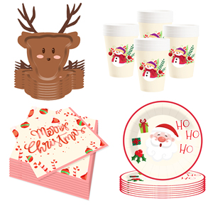 Ensemble de vaisselle de Noël créatif DAMAI comprenant des assiettes en papier en forme de cerf, des gobelets et des serviettes pour la décoration de table de fête de Noël - Product Image 5