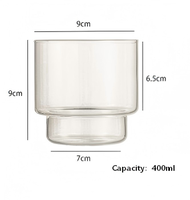 Vente en gros de gobelets en verre empilables personnalisés avec logo, simples et transparents, pour boissons, lait, eau, café, jus