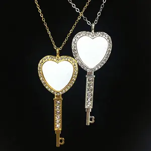 SL-10 Valentine's Day Gifts Sublimation Heart Key Necklace With Chain For Custom Promotion