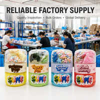 Kit de slime transparent à thème dans un gobelet, 6 styles, additifs de personnages mignons, non toxique, emballage personnalisé avec étiquette pour enfants, OEM ODM, vente en gros