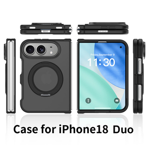 Étui magnétique de luxe mat doux au toucher avec support rotatif <span class=keywords><strong>pour</strong></span> <span class=keywords><strong>iPhone</strong></span> Duo, coque de téléphone portable antichoc personnalisée, vente en gros - Product Image 2