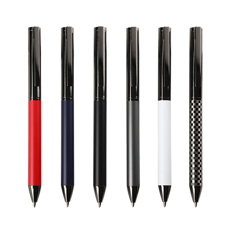 أقلام حبر جاف تصميم كلاسيكي مناسبة كهدية للأعمال قلم حبر جاف أسود اللون هدية ترويجية معدني يحمل شعارًا مخصصًا