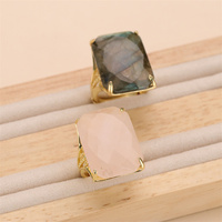 Bague Labradorite Rectangle Plaqué Or 18K Haute Qualité Pierre Précieuse Coupe Marquise Réglage Lunette Classique Cadeau De Fête De Mariage