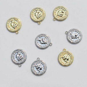 Pendentif tête de reine en alliage de style européen, coupe octogonale, pour la fabrication de boucles d'oreilles, plaqué or et argent, apprêts de bijoux - Product Image 2