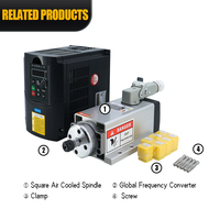 [Stock UE] Kit de broche carrée refroidie par air 1,5 kW 24000 tr/min |   Moteur de broche CNC ER11 avec variateur de fréquence (VFD) assorti