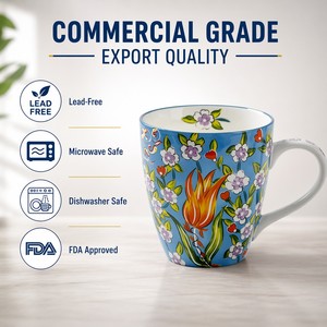 Vente en gros <span class=keywords><strong>tasse</strong></span> en céramique de <span class=keywords><strong>porcelaine</strong></span> <span class=keywords><strong>tasse</strong></span> à café en <span class=keywords><strong>porcelaine</strong></span> avec motif personnalisé, motif floral complet avec poignée - Product Image 3