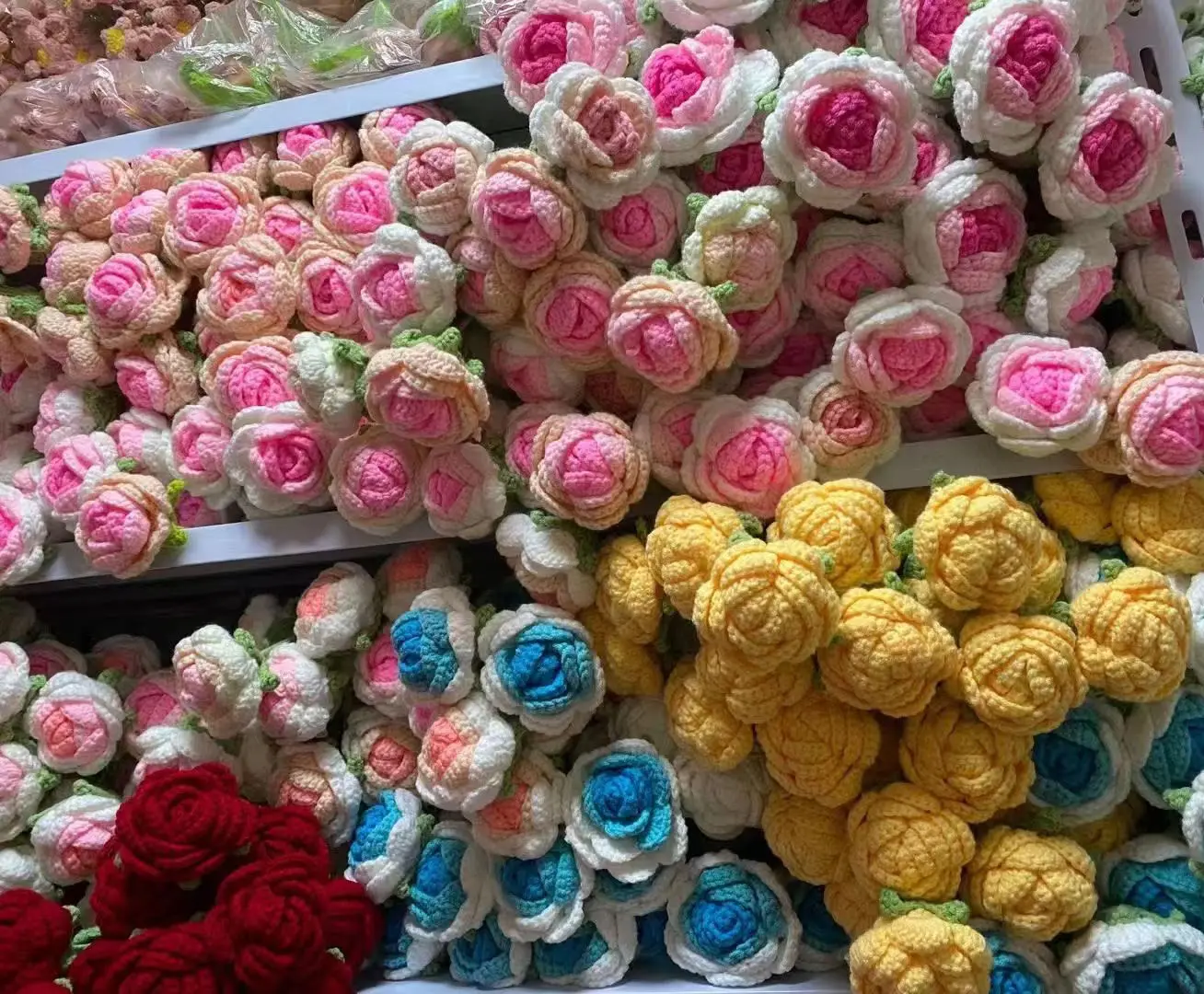 DREA Handmade Stem Rose Atacado colorido artesanal crochê flores