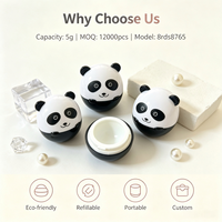 ISMAN Nouveaux contenants de baume à lèvres 5g en forme de panda mignon, étuis à rouge à lèvres vides en forme d'animaux de dessin animé pour enfants, emballages de maquillage, pots cosmétiques