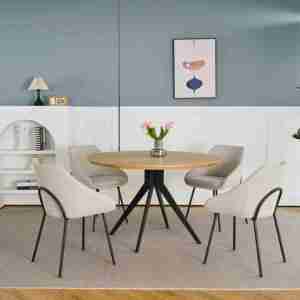 Ristorante sedie e tavoli MDF sala da pranzo mobili 4 posti moderno tavolo da pranzo rotondo Set - Product Image 4