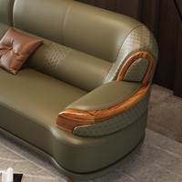 Nouveau canapé d'angle en cuir de style chinois, bois massif, salon, petit appartement, canapé moderne en forme de L, meubles combinés