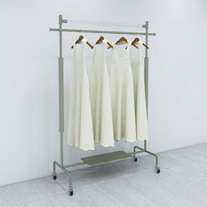 Royal Retro Green Clothing Display Stand Led Light Bronce Metal Display Rack con ruedas para la decoración de la tienda de ropa - Product Image 1