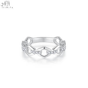 Nuevas llegadas, joyería romántica popular al por mayor, anillo apilable con cadena, anillo de oro macizo de 18 quilates con diamante natural para regalo de mujer - Product Image 3