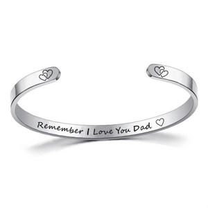 Go Party – Bracelet à manchette en acier inoxydable, bijoux de famille, lettre souvenir, je t'aime, <span class=keywords><strong>maman</strong></span>, <span class=keywords><strong>papa</strong></span>, fille, fils, Bracelets gravés - Product Image 4