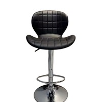 Chaise de bar moderne et minimaliste en cuir noir avec coussin confortable, réglable et pivotante, durable, pour usage commercial