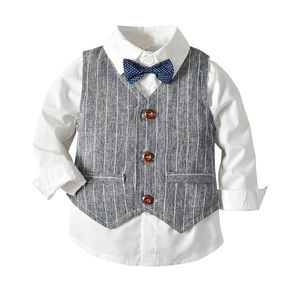 Nuevo conjunto de ropa de moda para niños de otoño, 3 piezas, camisas europeas de 1 a 3 años, vestido de <span class=keywords><strong>boda</strong></span> para bebés, trajes para niños - Product Image 3
