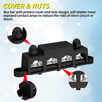 Barre omnibus 12V 250A, bloc de distribution d'alimentation avec 4 goujons de 3/8 po, borne de batterie marine pour câblage automobile, bateau et solaire