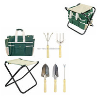 Kit d'outils de jardin extérieur Portable chaud 5 pièces Kit de creusement de jardin siège pliant tabouret de jardin avec sac de rangement détachable ensemble d'outils