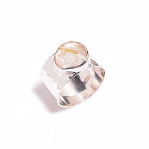 ทอง Rutile พลอยแหวนหมั้นสำหรับผู้หญิงและเด็กผู้หญิง925สเตอร์ลิงเครื่องประดับขายส่งซัพพลายเออร์ - Product Image 1