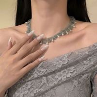 Collier vintage en dentelle perlée de style chinois avec accents rouges/bleus, élégant, multicouche, pour femme, idéal pour le quotidien, cadeau