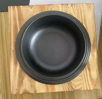 Pot en fonte épaissi anti-chaleur, bol coréen pour Bibimbap avec couvercle en bois, plateau de service, bol à soupe de soja avec base en bois