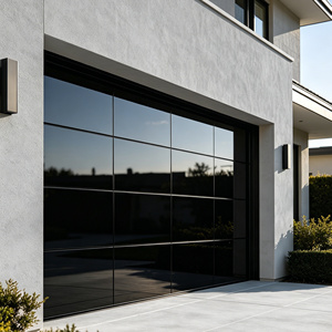 Porta da Garage Sezionale Moderna Elettrica Isolata Nera con Vetro a Tutta Vista Senza Cornice - Product Image 3