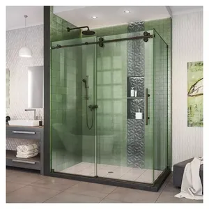 95131-BK Vierkante RVS Frameloze Douchecabine met 8mm Gehard Glas, Modern Design voor de Badkamer - Product Image 4