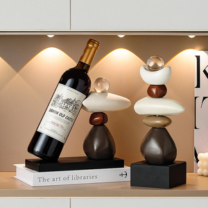 Soporte para Botellas de Vino con Escultura de Piedra, Directo de Fábrica, Adorno de Cerámica para Vinoteca, Decoración Personalizada para el Hogar u Oficina, Regalo - Product Image 2